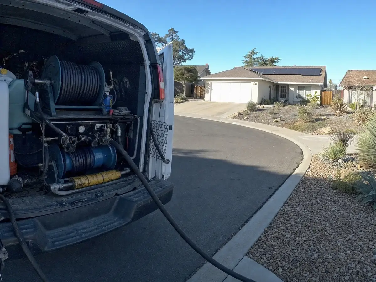 Service van arriving on a Studio City, CA street — local same-day coverage